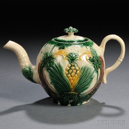 Derbyshire Cream-colored Earthenware Teapot and Cover