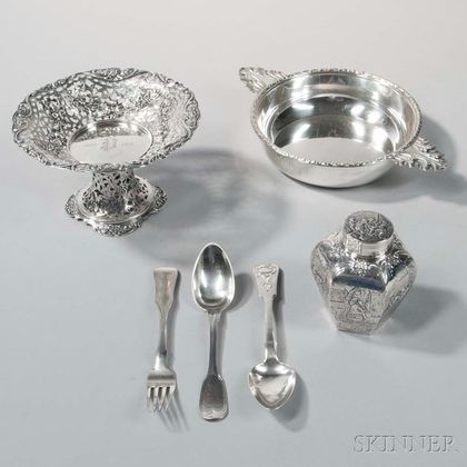 Six Pieces of Continental Silver Tableware