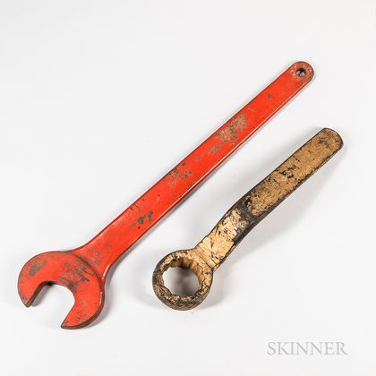 Two Large Painted Machine Wrenches