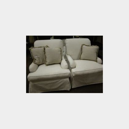 Pair of Continental-style White Upholstered Chairs