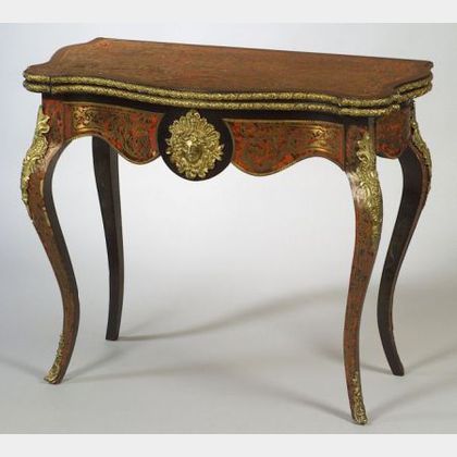 Louis XV Style Serpentine Bouille Card Table. 