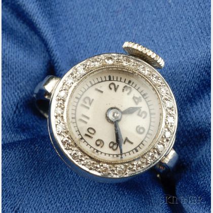Platinum and Diamond Ring Watch
