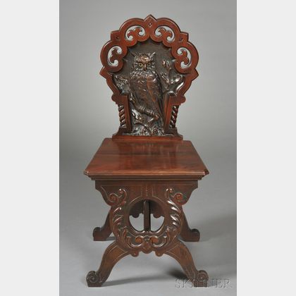 English Carved Walnut Hall Chair