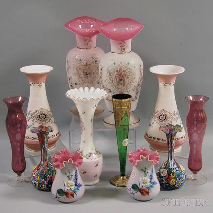 Twelve Assorted Glass Vases