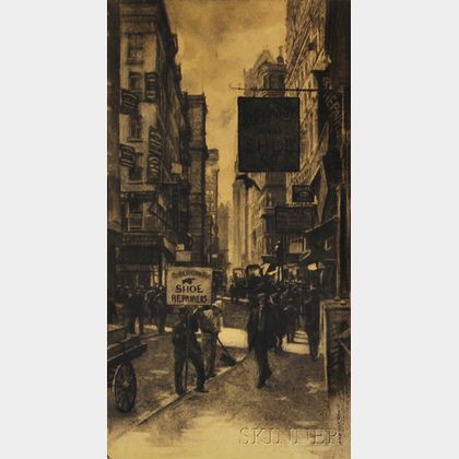 Galen Perrett (American, 1875-1949) The Shoe Repairers, Boston