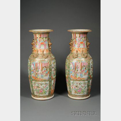 Pair of Rose Medallion Porcelain Floor Vases