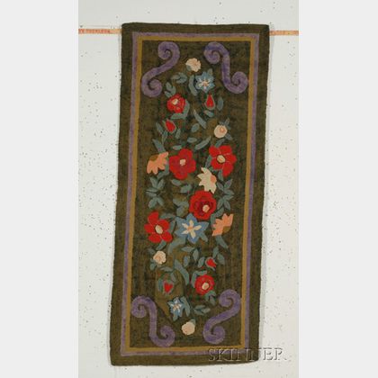 Two Wool and Cotton Floral Hooked Rugs