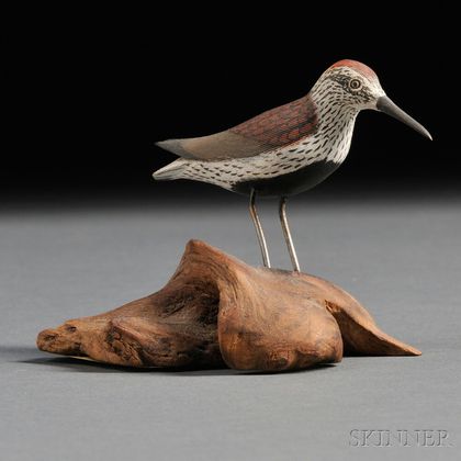 Carved and Painted Red-backed Sandpiper Figure