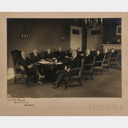 Harding, Warren G. (1865-1923) Photograph of the Cabinet, Signed by Andrew Mellon (1855-1937).