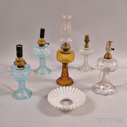 Five Glass Oil Lamps