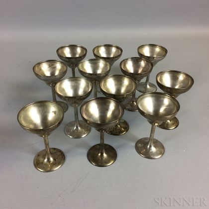 Set of Twelve J.E. Caldwell & Co. Sterling Silver Champagnes