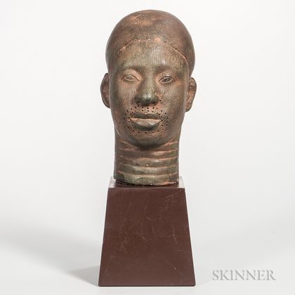 Benin-style Bronze Head of a Warrior