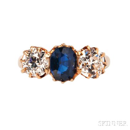 Antique Gold, Sapphire, and Diamond Ring