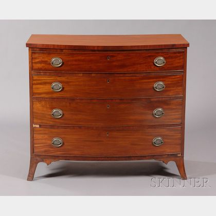 Federal Inlaid Mahogany Bowfront Chest of Four Drawers