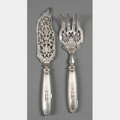 French .950 Silver Two-piece Fish Serving Set