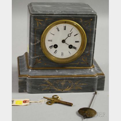 French Gray Marble Mantel Clock