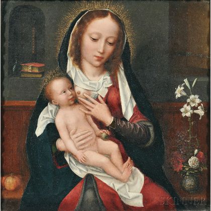 Attributed to Adriaen Isenbrant (Flemish, 1490-1551) Madonna and Child in an Interior