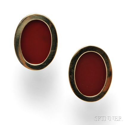 18kt Gold and Carnelian Cuff Links, Tiffany & Co.