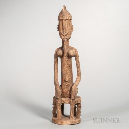 Dogon-style Carved Wood Seated Figure