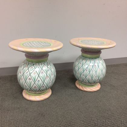 Pair of MacKenzie-Childs Ceramic Pedestals