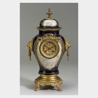 Sevres Porcelain Urn-form Mantel Clock
