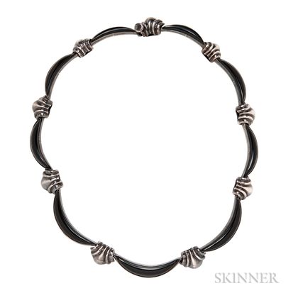 Sterling Silver and Onyx Necklace, Antonio Pineda