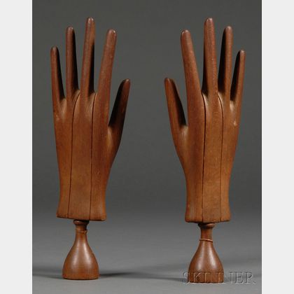 Pair of Wooden Hand Mannequins or Glove Stretchers