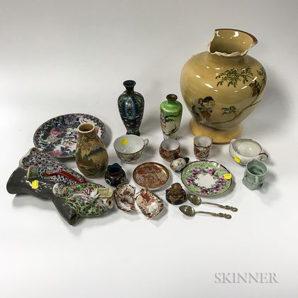 Eighteen Mostly Chinese Decorative Ceramic and Cloisonne Items