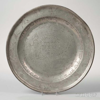 German Decorated Pewter Plate