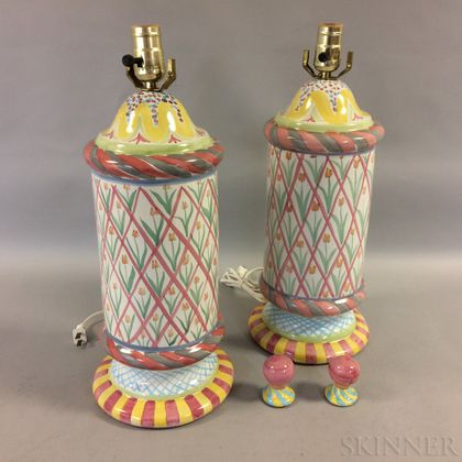 Pair of MacKenzie-Childs Ceramic Lamps
