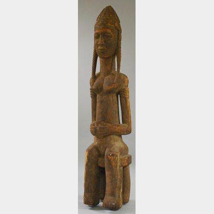 Bamana-style Carved Wooden African Female Figure