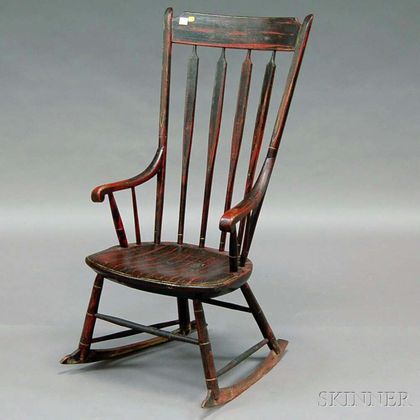 Windsor Grained and Paint-decorated Arrow-back Armrocker. Estimate $100-150