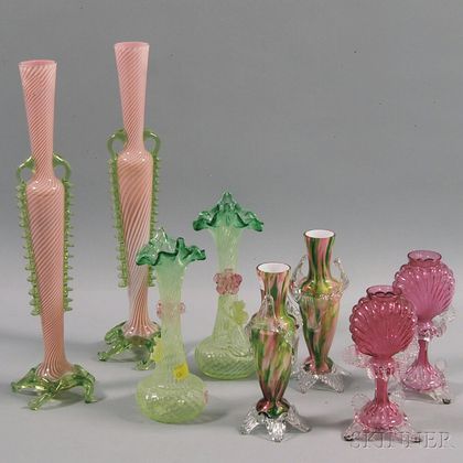 Four Pairs of Mostly Venetian Glass Vases