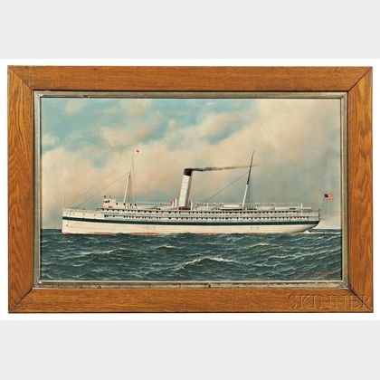 Antonio Nicolo Gasparo Jacobsen (Danish/American, 1850-1921) Portrait of a Steam Ship.