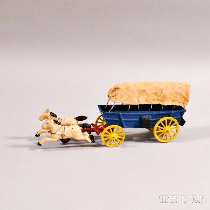 Painted Cast Iron Covered Wagon