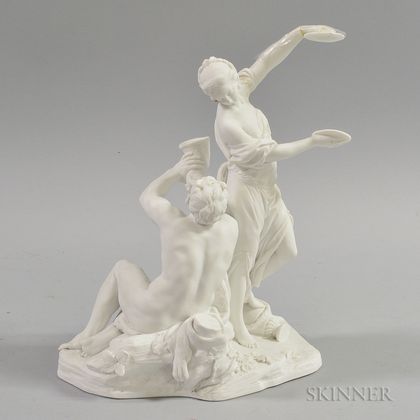Parian Figural Sculpture of a Satyr and a Nymph