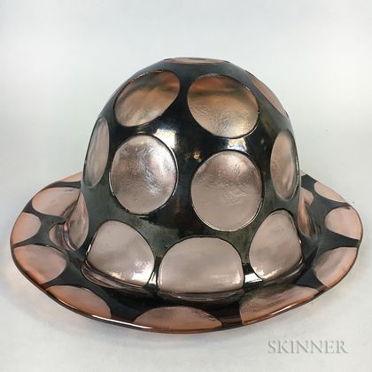 Polka Dot Art Glass Bowl in the Shape of a Hat