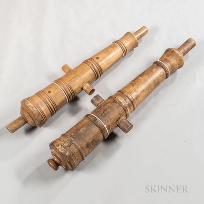 Two Wooden Cannon Barrel Mold Forms