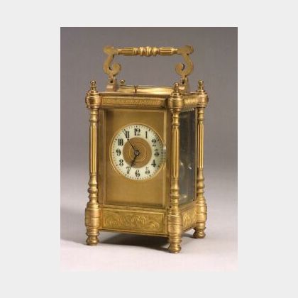 French Bronze Classical Revival Repeating Carriage Clock