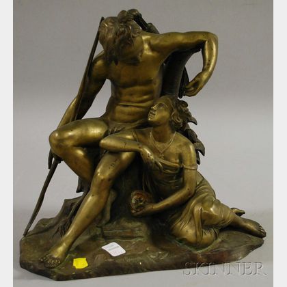 19th/20th Century Continental Gilt Cast Bronze Allegorical Figural Group