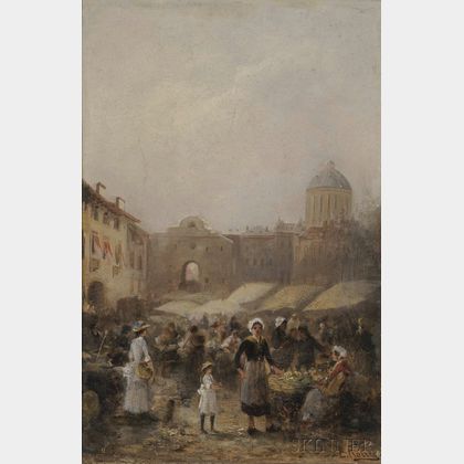 Continental School, 19th Century Market Scene, Verona