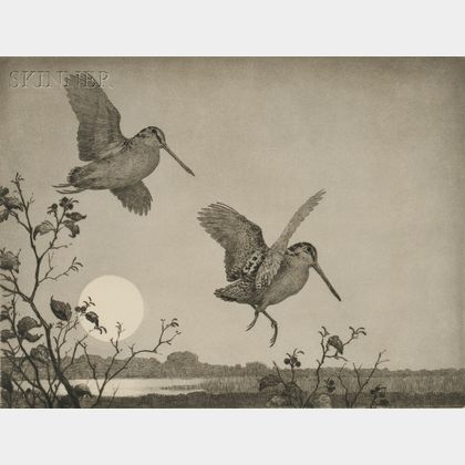 Aiden Lassell Ripley (American, 1896-1969) Two Fowling Subjects: Flight Woodcock