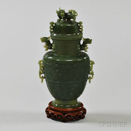 Green Hardstone Covered Vase