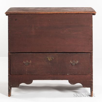 Dark Red-painted Chest over Drawer