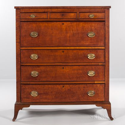 Maple and Tiger Maple Bird's-eye Chest of Drawers