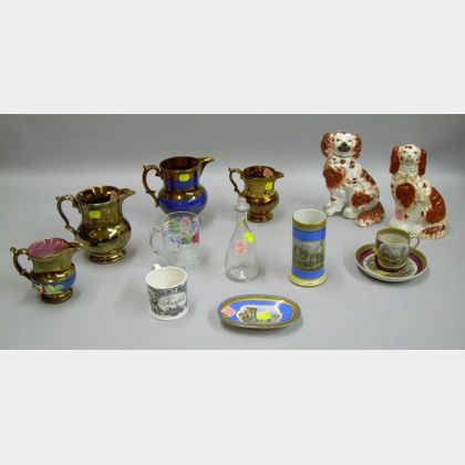 Thirteen Pieces of English Pottery and Early Glass
