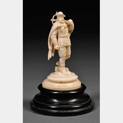 Carved Ivory Figure of a Hunter with a Crossbow