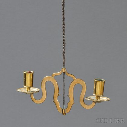 Brass and Iron Adjustable Pendant Two-light Candle Holder