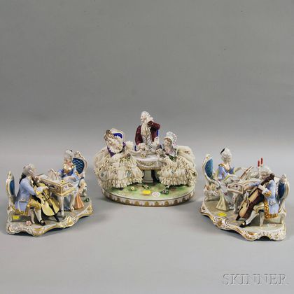 Three Dresden Porcelain Figural Groups