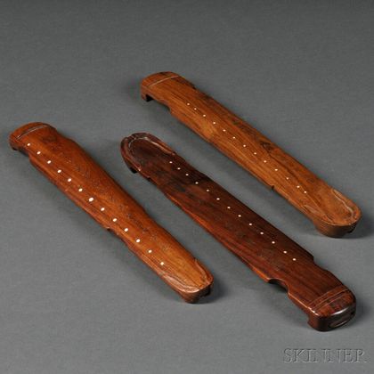 Three Carved Wood Miniature Guqin Zithers